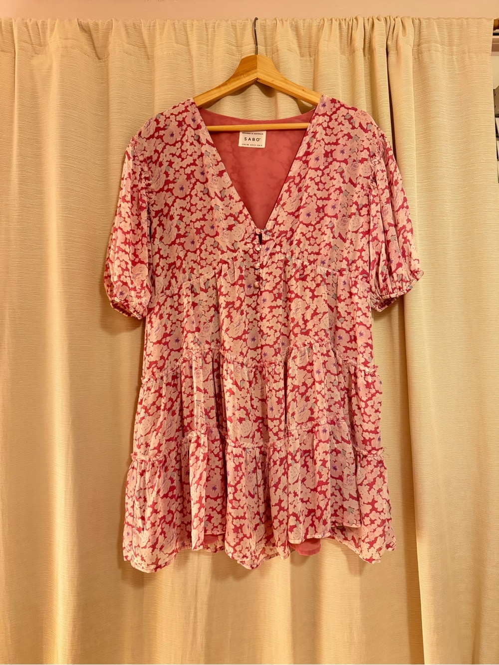 Sabo Skirt Pink Floral Babydoll Dress, XS - Picture 6 of 13